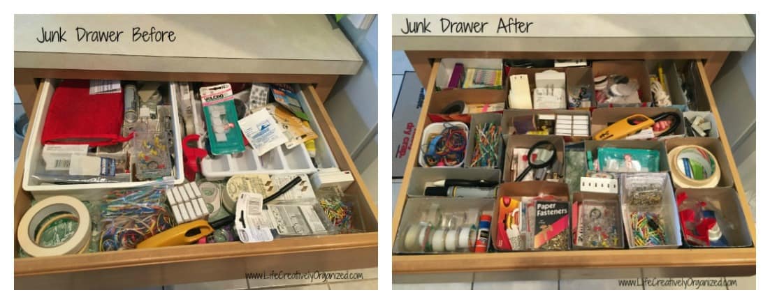 Junk Drawer before after Collage