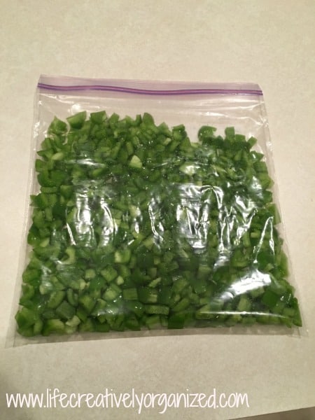 Bagged chopped green peppers
