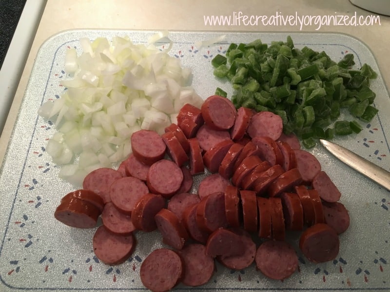 chopped-onion-green-pepper-kielbasa-lco