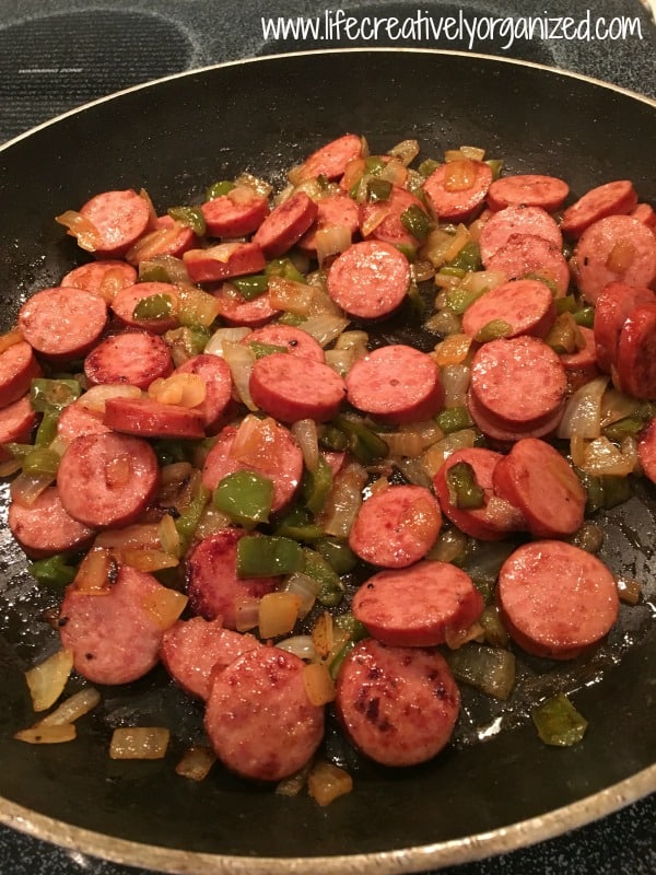 cooking-kielbasa-onions-and-peppers-lco