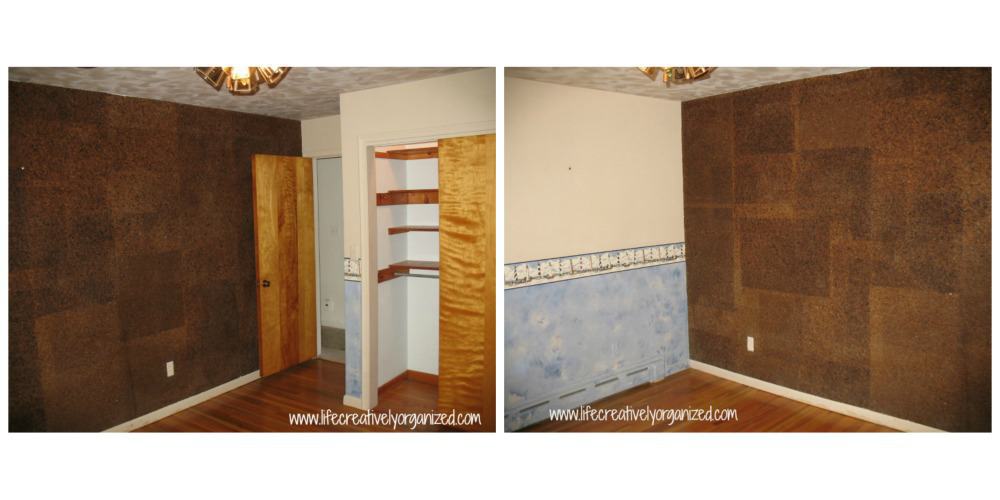 Amazing DIY room transformation by removing outdated cork from wall