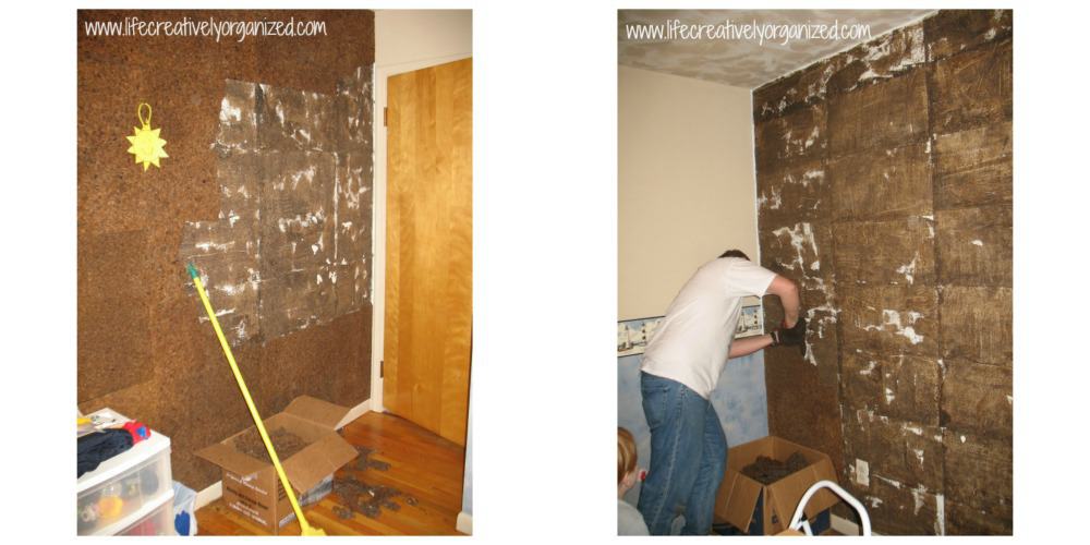 Amazing DIY room transformation by removing outdated cork from wall