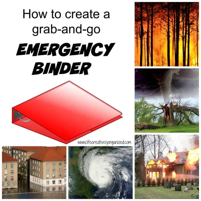 How to create an emergency binder that keeps all of your important papers together in one place so you can take it with you quickly in the event of an emergency such as a tornado, hurricane, fire, or flood.  With free printable.