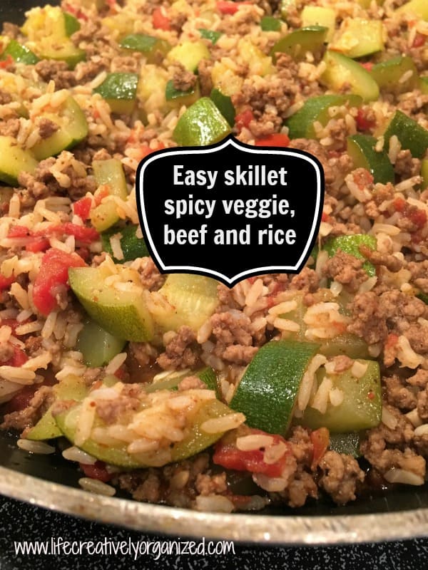 Easy skillet spicy veggie beef and rice