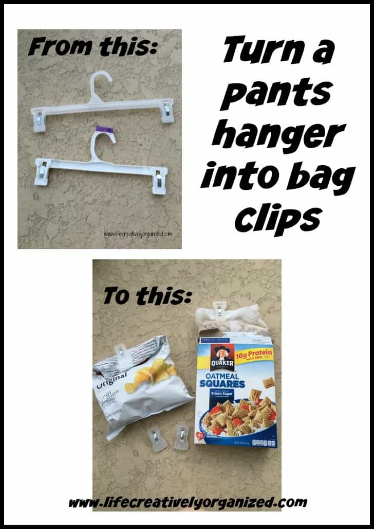Turn a pants hanger into bag clips LIFE, CREATIVELY ORGANIZED