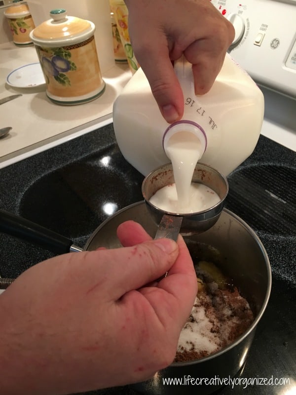 Add milk – no-bake cookies